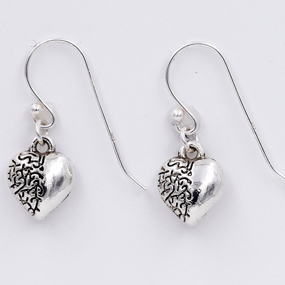 *Heart Dangle Earrings 925 Sterling Silver